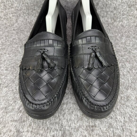 ✅Earth Shoe Mens 13 Alan II Black Leather Tassel Kilti Slip-On Moc Toe Loafers - Picture 6 of 12
